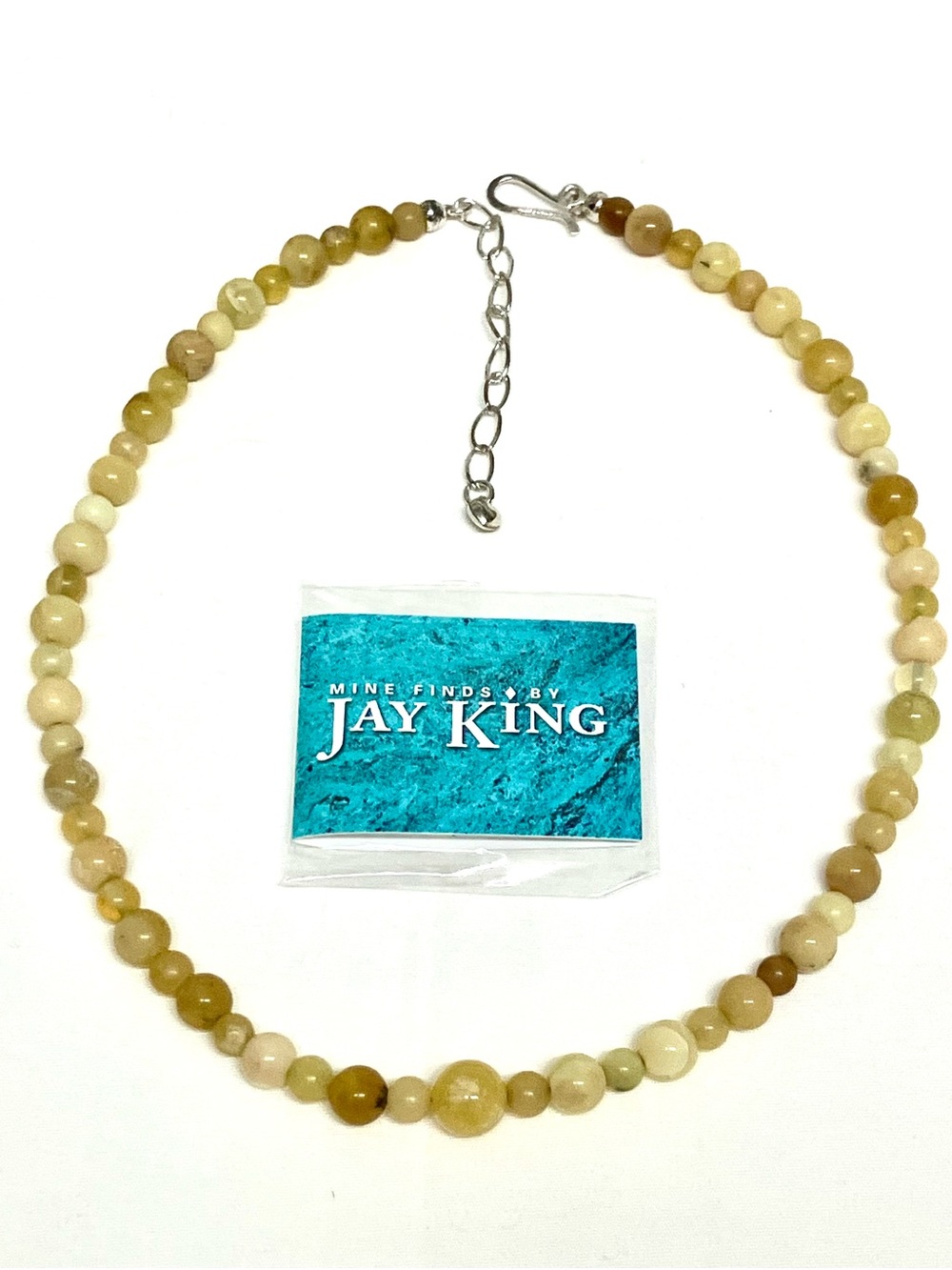 Jay King Sterling Silver Polished Yellow Serpentine Bead Necklace